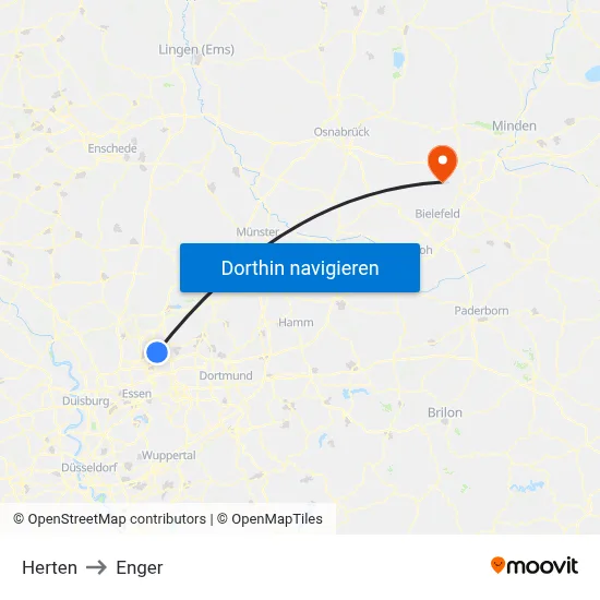 Herten to Enger map