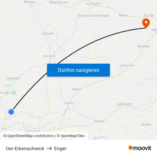 Oer-Erkenschwick to Enger map