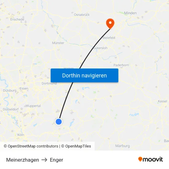 Meinerzhagen to Enger map