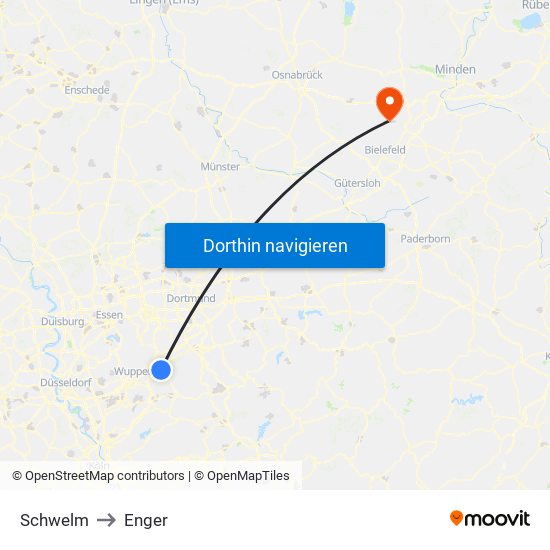 Schwelm to Enger map