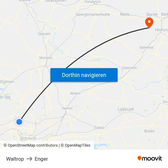 Waltrop to Enger map