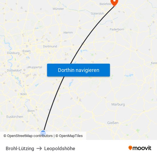 Brohl-Lützing to Leopoldshöhe map