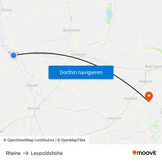 Rheine to Leopoldshöhe map