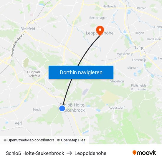 Schloß Holte-Stukenbrock to Leopoldshöhe map