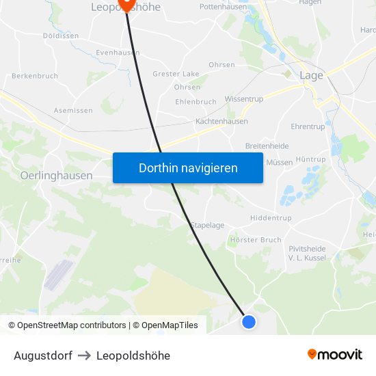 Augustdorf to Leopoldshöhe map