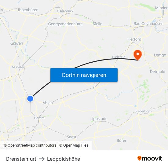 Drensteinfurt to Leopoldshöhe map