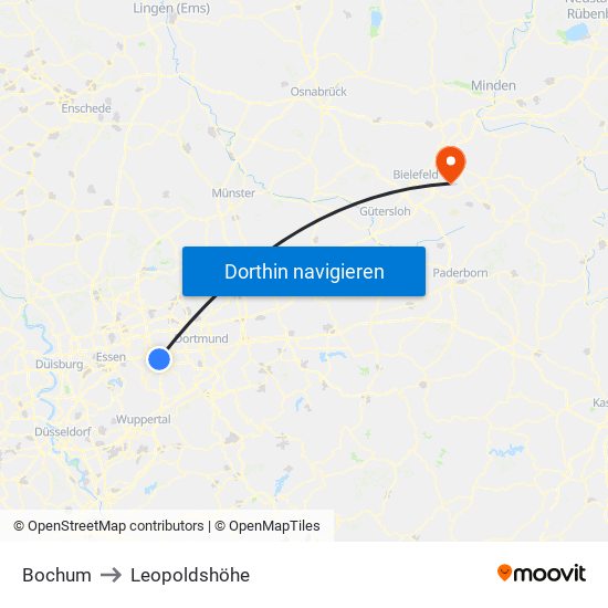 Bochum to Leopoldshöhe map
