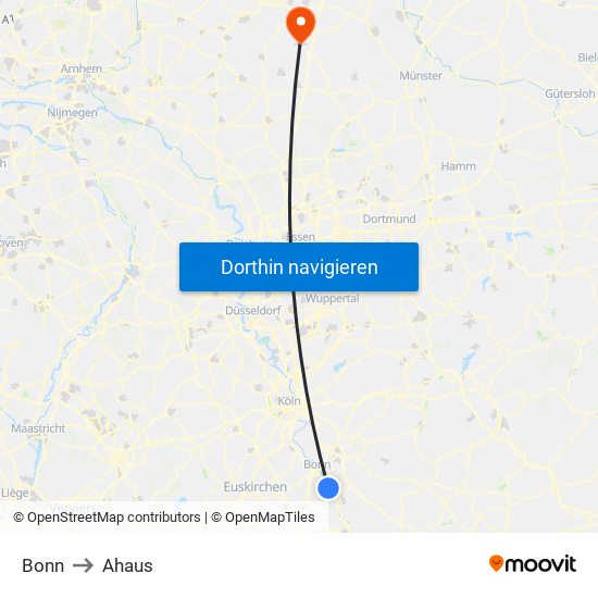 Bonn to Ahaus map