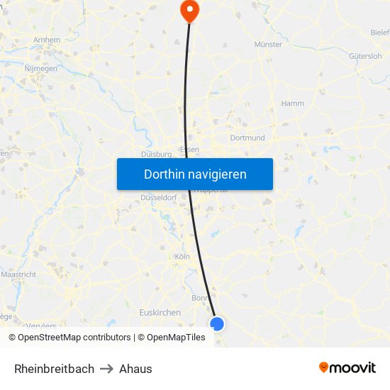 Rheinbreitbach to Ahaus map