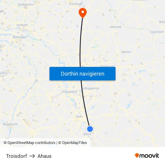 Troisdorf to Ahaus map