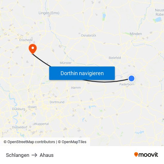 Schlangen to Ahaus map