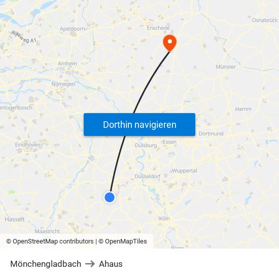 Mönchengladbach to Ahaus map