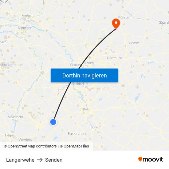 Langerwehe to Senden map