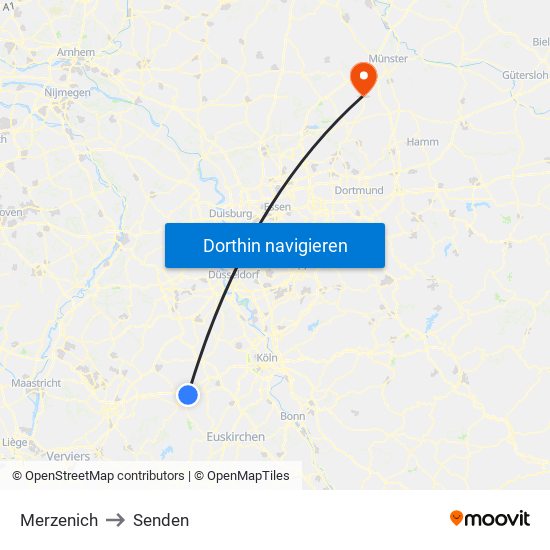 Merzenich to Senden map