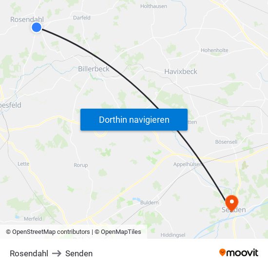 Rosendahl to Senden map