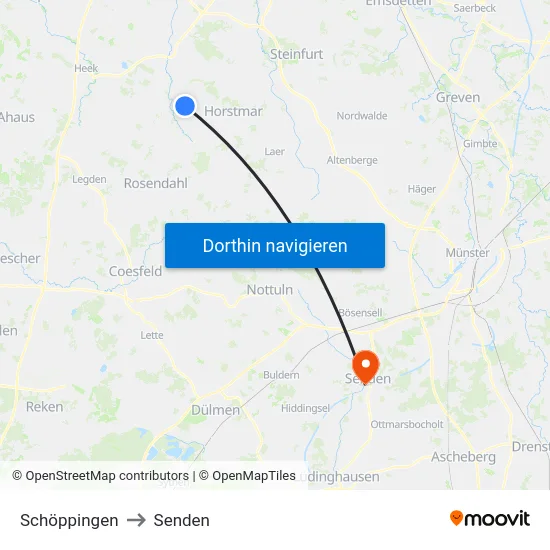 Schöppingen to Senden map