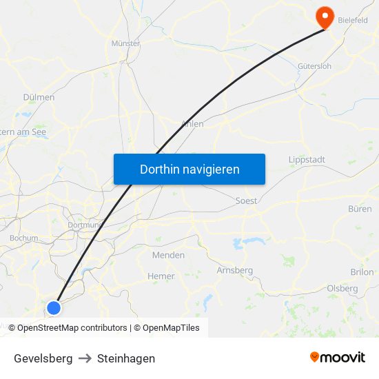 Gevelsberg to Steinhagen map
