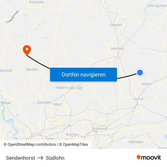 Sendenhorst to Südlohn map