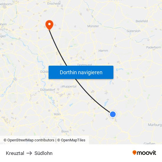 Kreuztal to Südlohn map