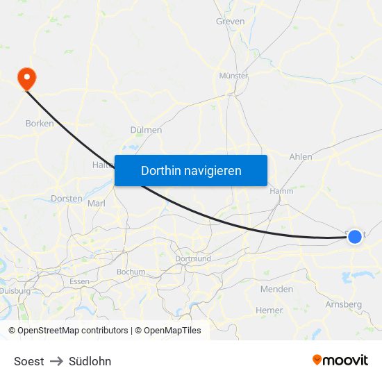 Soest to Südlohn map