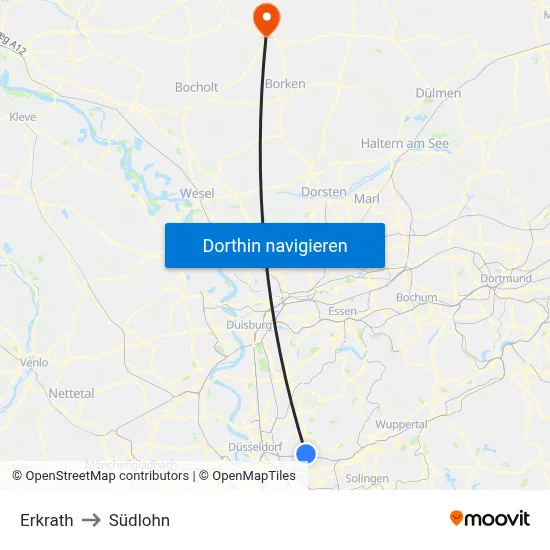 Erkrath to Südlohn map
