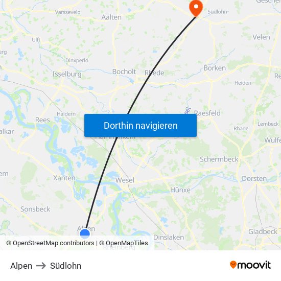 Alpen to Südlohn map