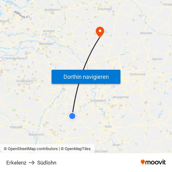 Erkelenz to Südlohn map