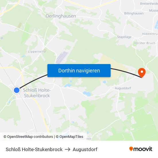 Schloß Holte-Stukenbrock to Augustdorf map