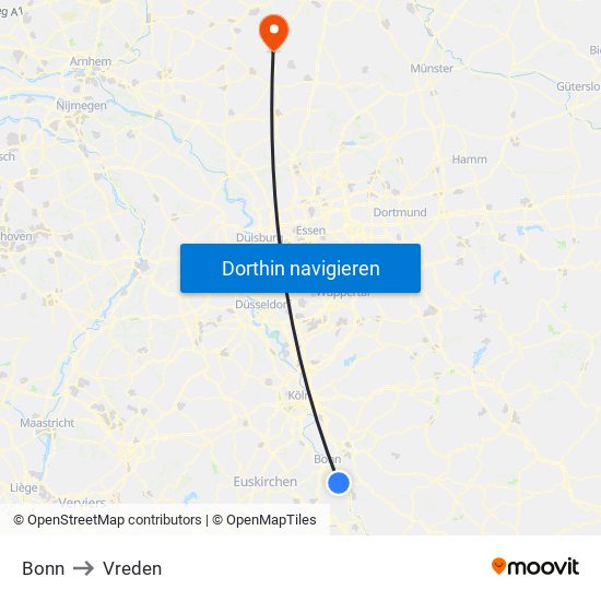 Bonn to Vreden map
