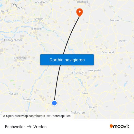 Eschweiler to Vreden map
