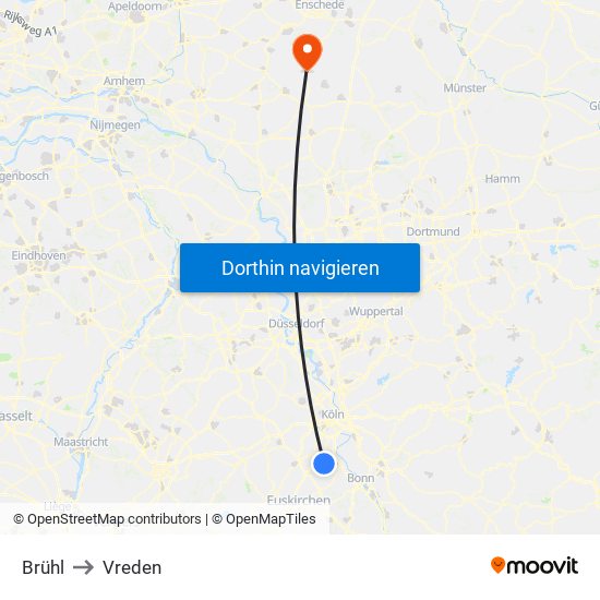 Brühl to Vreden map