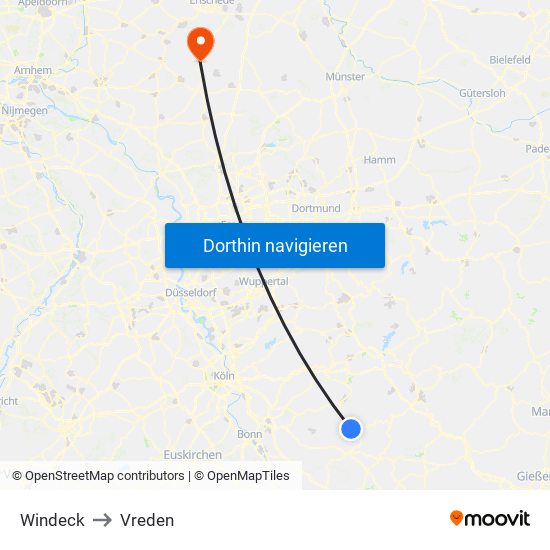 Windeck to Vreden map