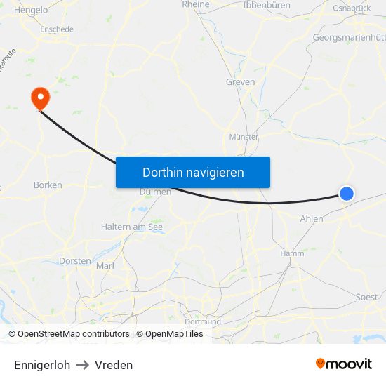 Ennigerloh to Vreden map