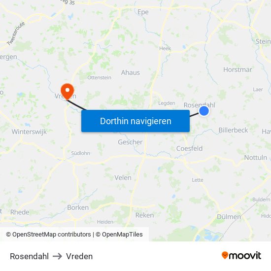 Rosendahl to Vreden map