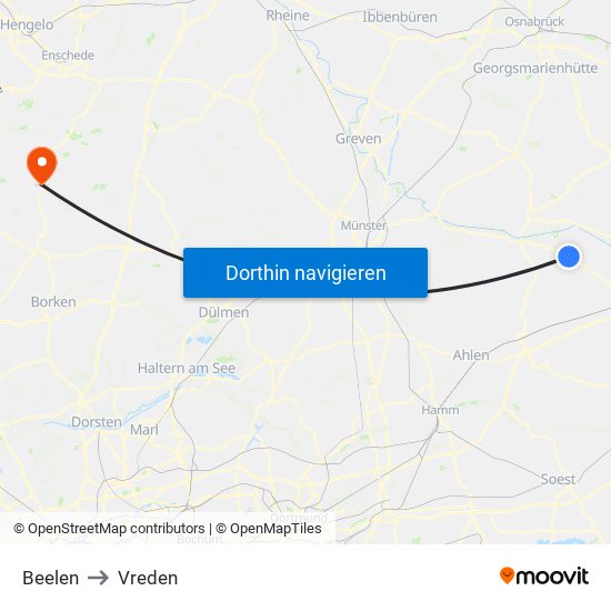 Beelen to Vreden map