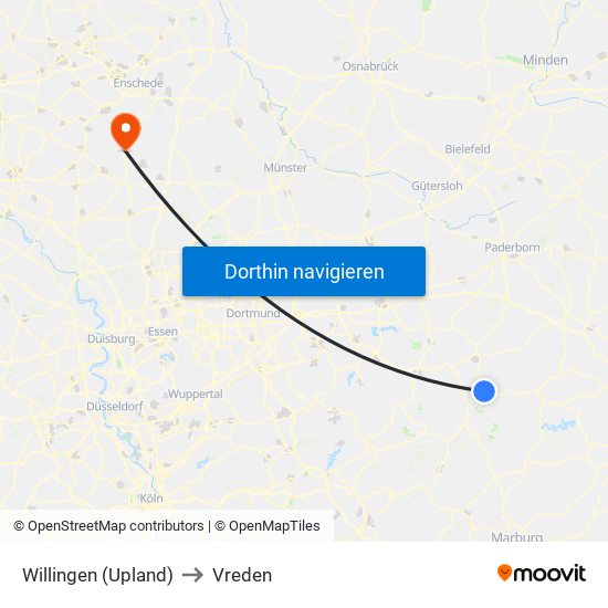 Willingen (Upland) to Vreden map