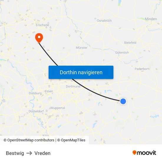 Bestwig to Vreden map