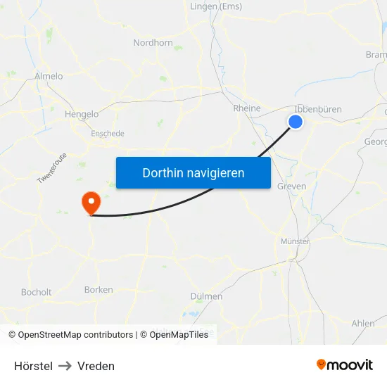 Hörstel to Vreden map