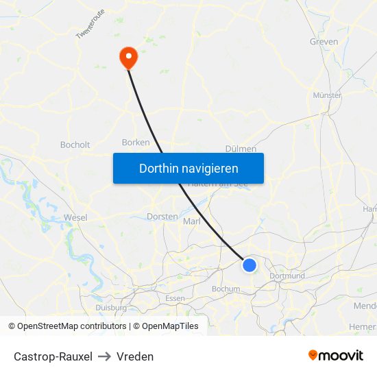 Castrop-Rauxel to Vreden map