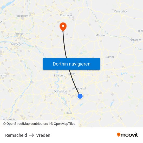 Remscheid to Vreden map