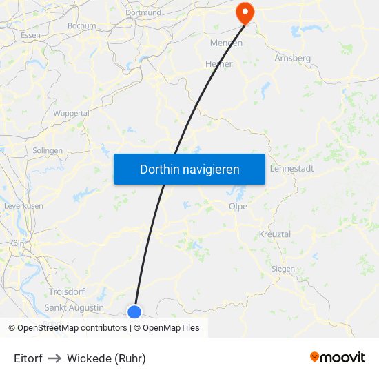 Eitorf to Wickede (Ruhr) map