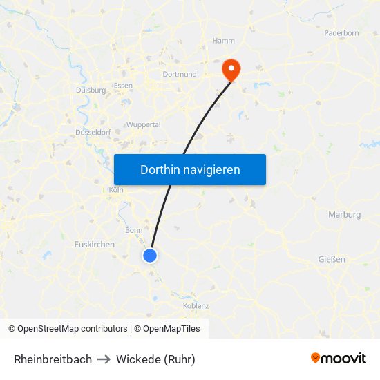 Rheinbreitbach to Wickede (Ruhr) map