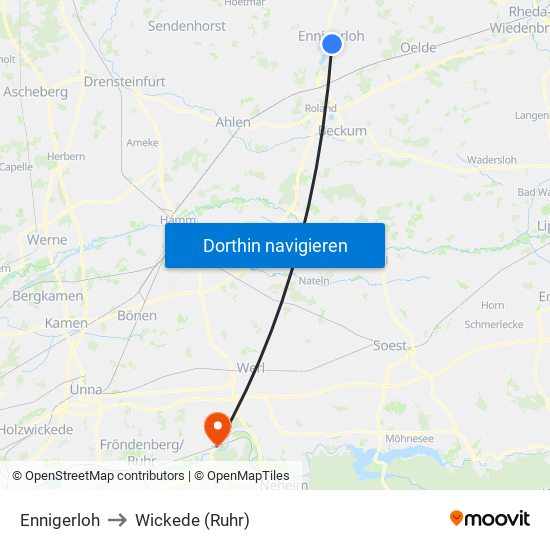 Ennigerloh to Wickede (Ruhr) map