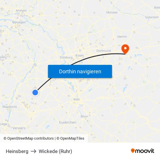 Heinsberg to Wickede (Ruhr) map