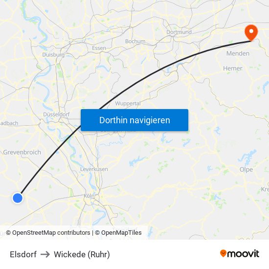 Elsdorf to Wickede (Ruhr) map