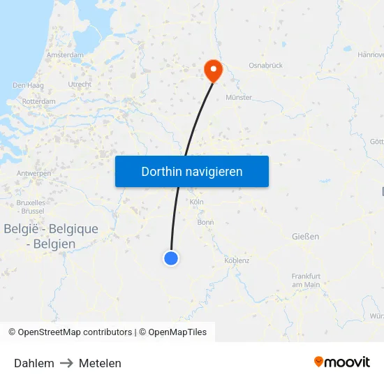 Dahlem to Metelen map
