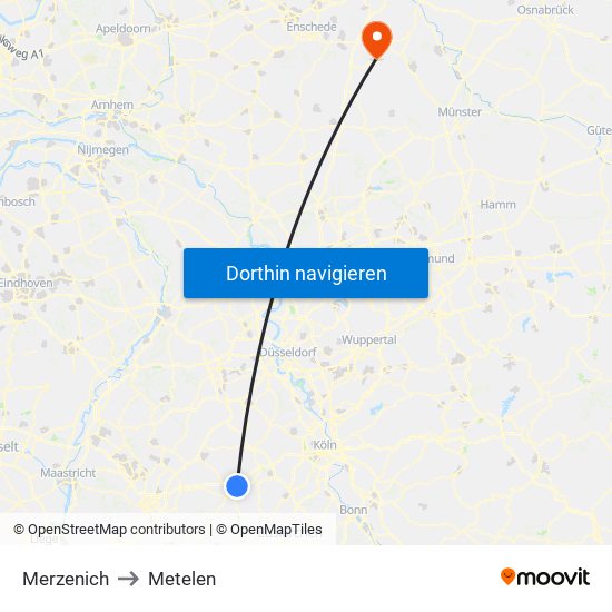 Merzenich to Metelen map