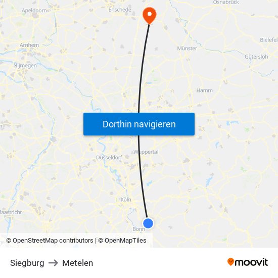 Siegburg to Metelen map