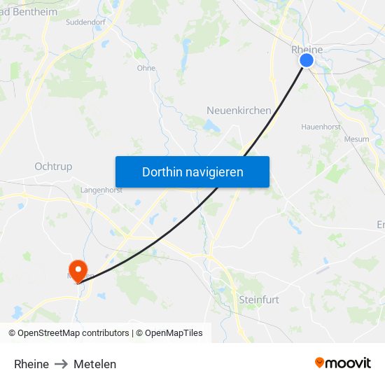 Rheine to Metelen map