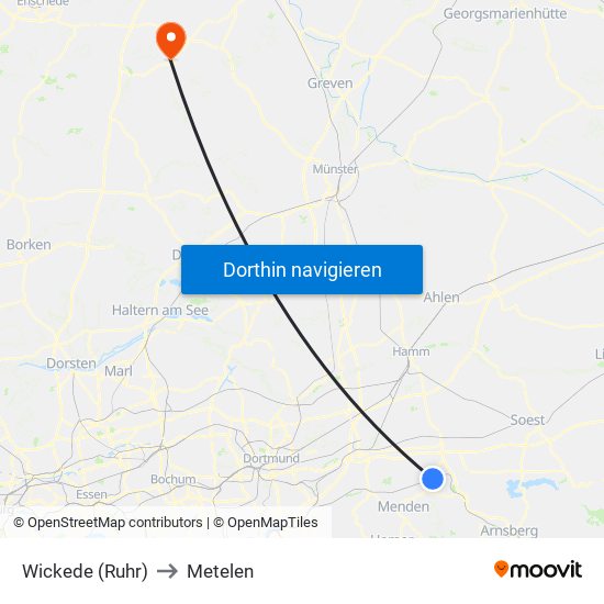 Wickede (Ruhr) to Metelen map